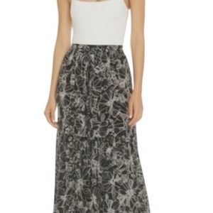 NWT Subscribed Black and White silk Maxi Skirt
